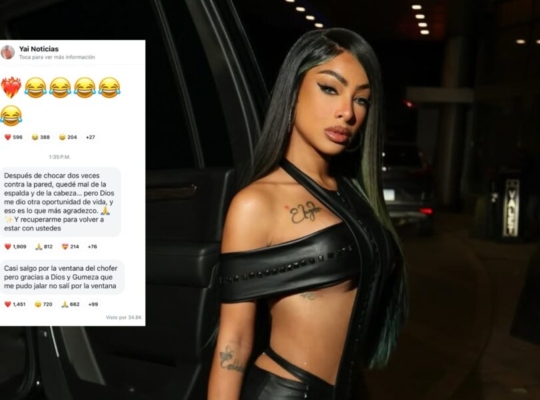 Yailin sufre accidente de tránsito y agradece “otra oportunidad de vida”